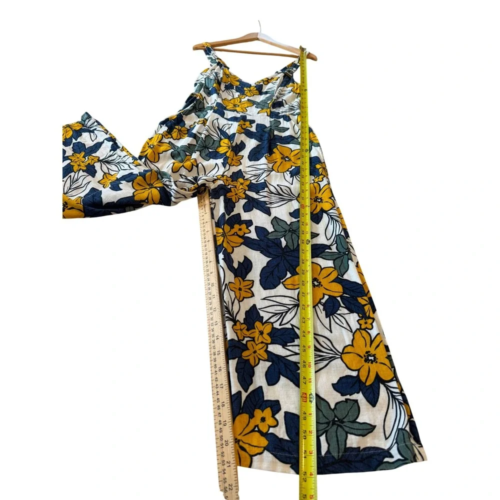 J.O.A. Los Angeles Floral Wide Leg Jumpsuit Small Yellow Navy Culotte Crop Lulus